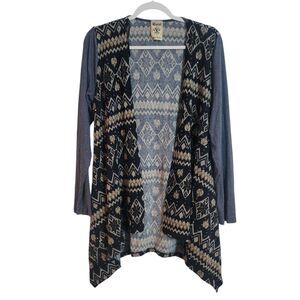 Vocal Fair Isle Nordic Cardigan Studded Gray Tan Made in USA Western Women Large